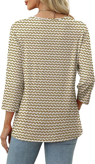 V-Neck Button Three-Quarter Sleeve Shirt