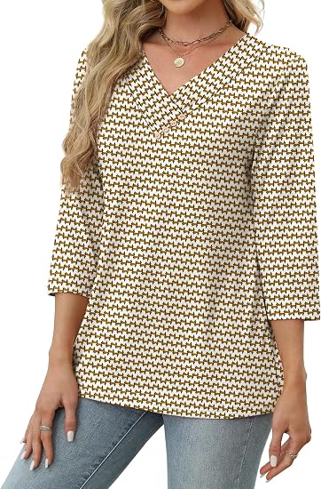 V-Neck Button Three-Quarter Sleeve Shirt